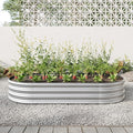Outdoor Raised Garden Bed for Plants Vegetables and Flowers Oval Large Metal Raised Bed Kit Durable Galvanized Planter Boxes for Garden Backyard Easy Assembly (Silver 70.86x35.43x 11.42 in)
