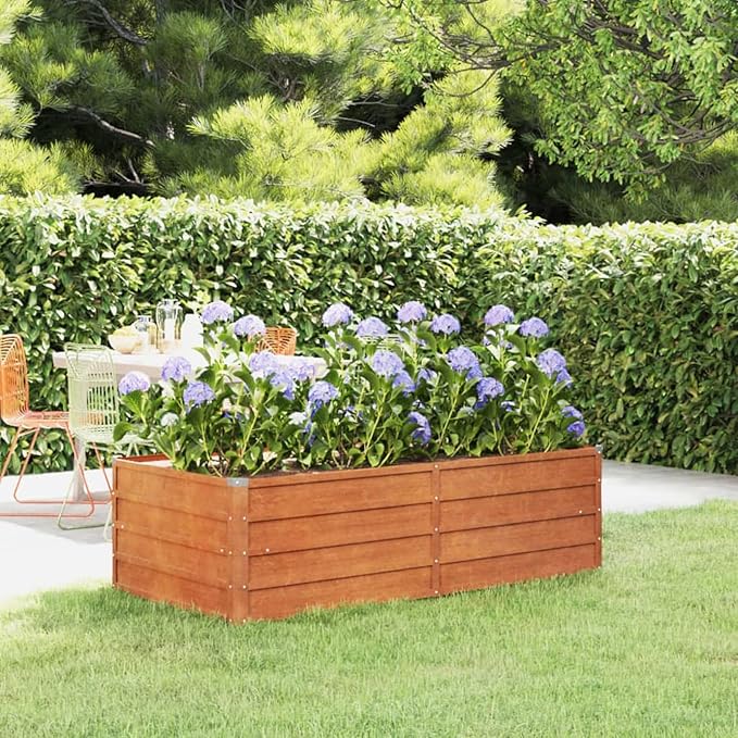Raised Bed Rusty 160 x 80 x 45 cm Corten Steel Composter Garden Tomato Pot Raised Beds for Garden Metal