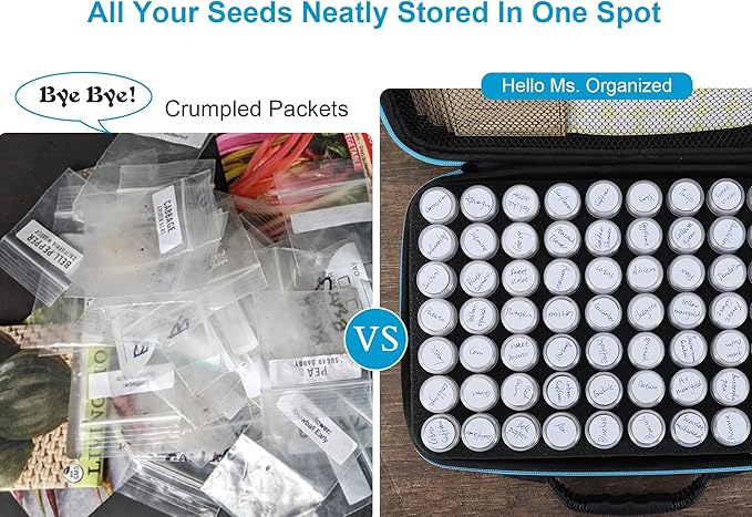 70 Slots Seed Storage Organizer Garden Seeds Saver kit Seed Organizer with 20 Seed Envelopes Write Label Funnel Tweezer for Flower Plants Vegetable Seed Saving (Seeds not Included)