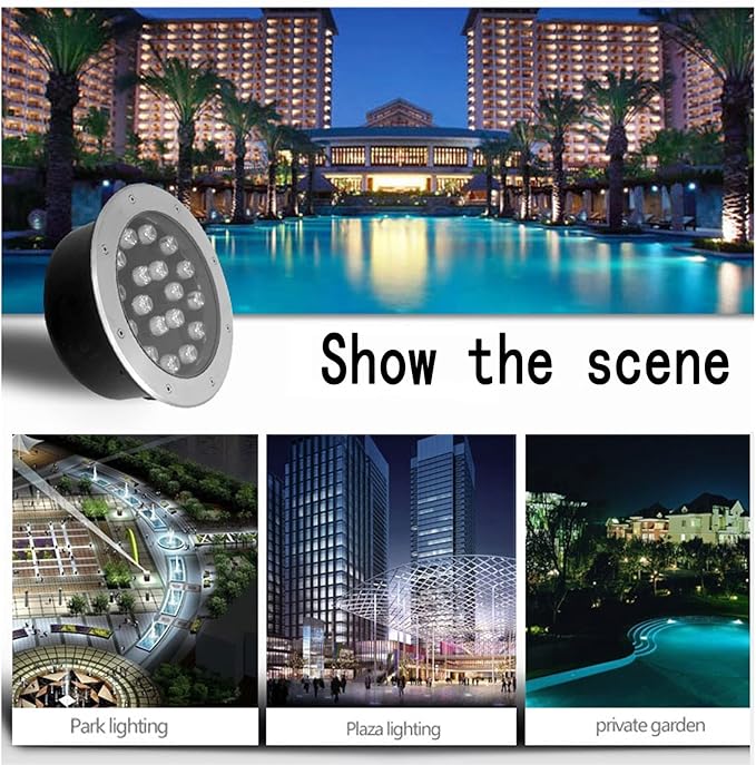 Outdoor LED Underground Light - Low Voltage AC24V Spotlight Anti-Rust Aluminum Landscape Lights for Swimming Pools Fish Ponds and Rivers
