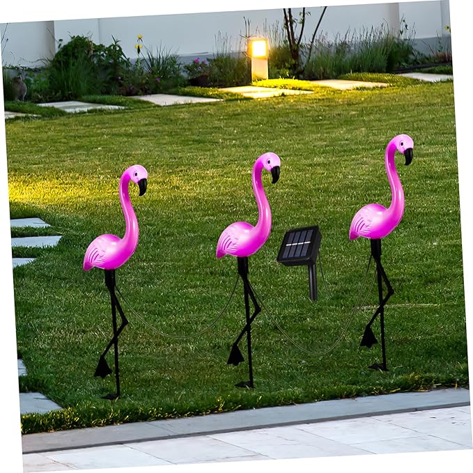 Gadpiparty Flamingo Solar Lights Outdoor 3 Led Solar Garden Light Waterproof Ground Spotlight Unique Flamingo Design Landscape Lighting