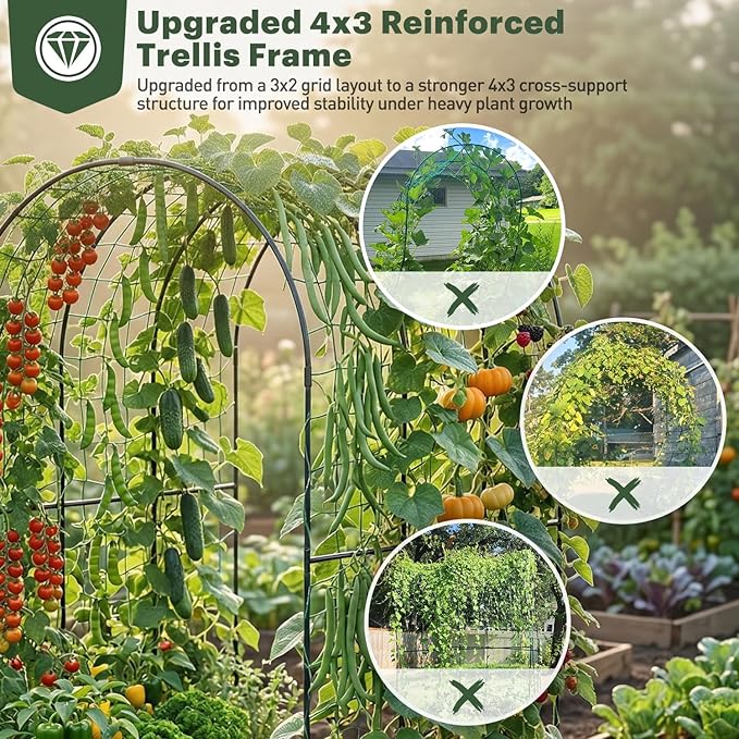 DTIG Galvanized Raised Garden Bed with Trellis 6×3×1 FT 2 Pack Outdoor Garden Bed Upgraded 4×3 Support Black