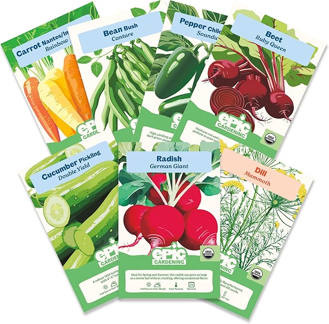 Epic Gardening Pickling Garden Seed Kit - 7 Non-GMO Varieties for Pickling Includes Beets Cucumbers Dill Jalapeños &amp More Easy-to-Grow Seeds in Eco-Friendly Packaging Perfect for Beginners