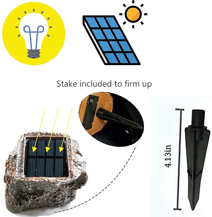 Solar Rock Light Led 4 Pack Waterproof Garden Stone Lights Outdoor Landscaping Spotlights Yard Patio Pathway Driveway …