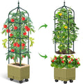 Raised Garden Bed Planter Box with Trellis 71 Self-Watering Tomato Planter with Wheels for Climbing Vegetable and Plants Tomato Cage Planters for Indoor Outdoor Patio Greenhouse Gardening (1Pack)