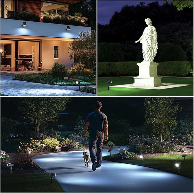 Linkind Solar Spot Lights Outdoor Waterproof IP67 60 LED Solar Flood Lights 30% High Conversion Landscape Lighting for Garden Yard Pathway (4 Pack Cool White)