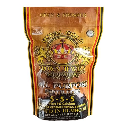 Royal Gold Crown Jewels Organic All Purpose 5-5-5 Dry Soluble Fertilizer 5 lbs - Excellent for Pre-Amending Soils Top-Dress Applications in Composts and Nutrient Teas