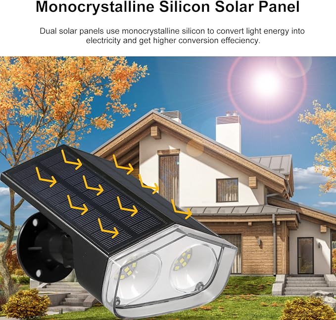 Dual Solar Panels Outdoor 24 LED Solar Landscape Spotlights IP67 for Garden Fence with Monocrystalline Silicon 6-24 Hours Working Time
