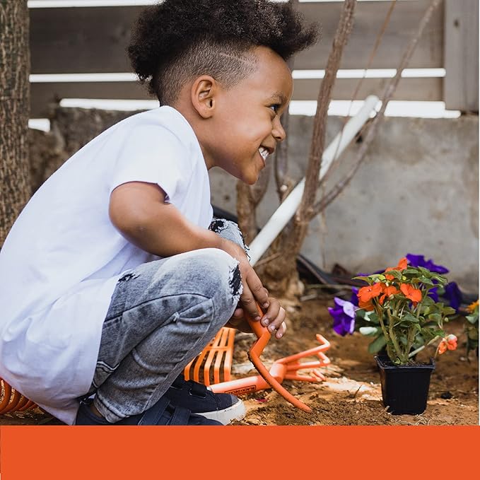 Black &amp Decker Four Piece Gardening Hand Toolset for Kids – Garden Tool Bag That Holds Plastic Hand Tools