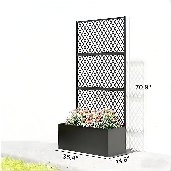 Modern Modular Planter Wall Freestanding Metal Raised Bed for Landscape Design - Create Custom Privacy Screens or Green Dividers on Deck Balcony or as a Garden Room Separator