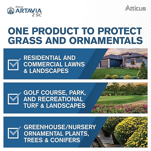 Atticus Artavia 2 SC Azoxystrobin Fungicide (16 OZ) - Fungus Control for Lawns and Landscapes - Anthracnose Brown Patch Leaf Spot Rhizoctonia