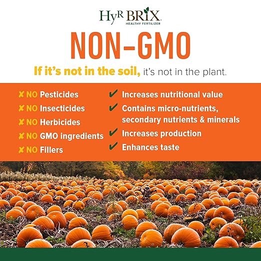 HyR BRIX Custom Blend 8-6-12 Pumpkin Fertilizer 45lb Bag - Balanced Nutrient Formula with Calcium &amp Sulfur Slow-Release Granular - One Application Covers 2142 Square Feet