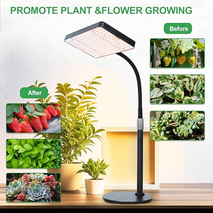 2026 Tabletop Grow Lights for Indoor Plants Seed Starting Bonsai 25 Watt Power Draw NO Need Adapter Bright Enough Like A Small Sun Daisy Chain Function 16-24 Height Adjustable
