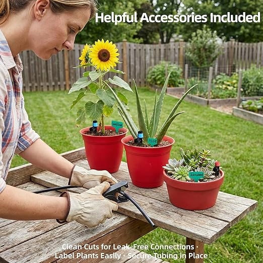 100FT Drip Irrigation System for Garden 2026 Upgraded DIY Automatic Plant Watering Kit with Push-Fit Connectors 30 Water-Saving Adjustable Drip Emitters for Yard Lawn &amp Greenhouse