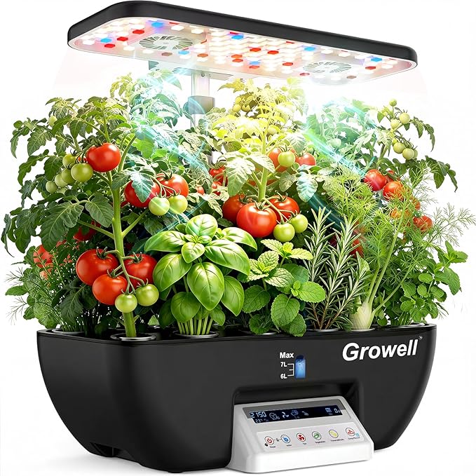 Hydroponics Growing System Kit 17 Pods Indoor Herb Garden with 2 Fans Circulation Grow Light Smart Water Cycle Auto Timer 10L Water TankPerfect Indoor Gardening System Gifts(Black/White)