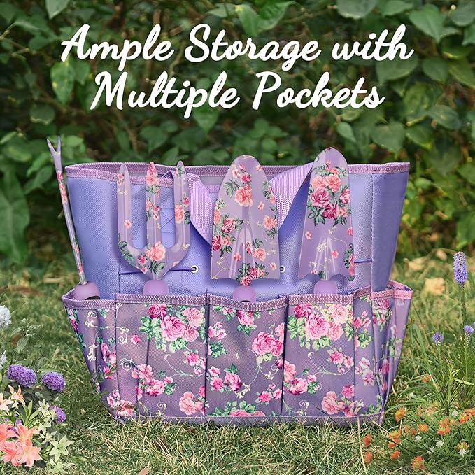 2 Garden Tool SetPurple 10 Piece Garden Tools Green 9 Piece Gardening Tools