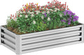 Outsunny Galvanized Raised Garden Bed 4' x 2' x 1' Metal Planter Box for Growing Vegetables Flowers Herbs Succulents Silver