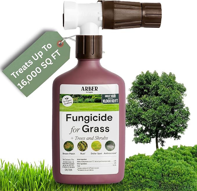 Organic Lawn Fungicide – 16oz Ready-to-Spray Hose-End Lawns Trees &amp Shrubs – Targets Brown Patch Dollar Spot Rust Powdery Mildew &amp Root Rot – Kid- &amp Pet-Safe Coverage up to 16000 sq