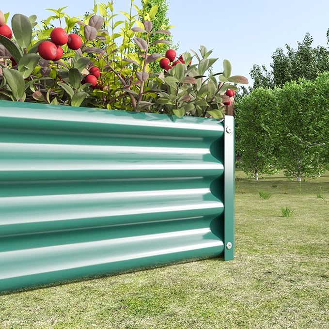 7.6x3.7x0.98FT Metal Raised Bed for Outdoor Flower Planters Vegetables Herb Galvanized Raised Garden Bed Kit Rectangular Large Metal Deep Root Planters with An Open Bottom (Green with 4x2x1ft)