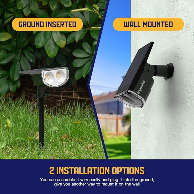 Kyosho Solar Outdoor Lights Waterproof IP67 38 LEDs Solar Spot Lights Outdoor 2-in-1 Landscape Spotlight with 3 Modes for Lawn Pathway Yard Pool 4 Pack