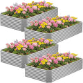 4 Pcs 6 x 3 FT Galvanized Steel Raised Garden Bed – Heavy-Duty Outdoor Planter Box Easy to Install &amp Clean Perfect for Vegetables Herbs and Flowers