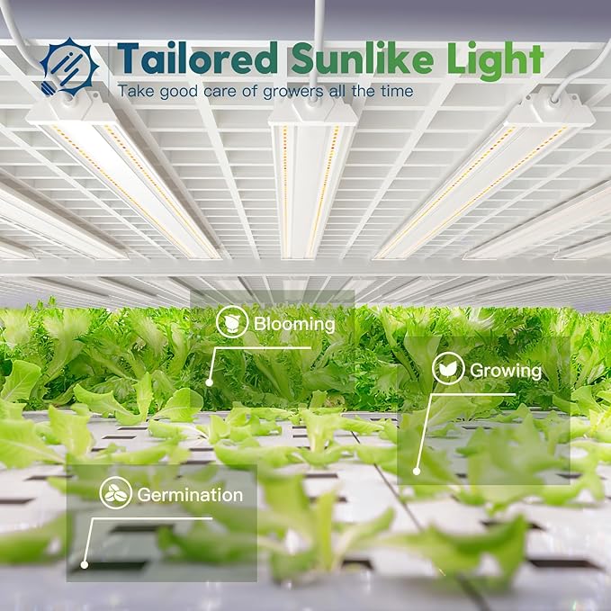 FREELICHT 5 Tier Plant Shelf with 4-Pack 2FT 30W LED Grow Lights with Timer+ 1 Pack 4FT 60W Grow Light with Timer Sunlike Full Spectrum Plant Light for Hydroponic Indoor Plant Seedling Veg