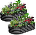 GarveeLife 2 Pcs 6x3x1 ft Oval Raised Garden Bed Galvanized Raised BedsOpen-Ended Base Metal Raised Planter BedsGarden Bed OutdoorPlanter Raised Boxes for Vegetables FlowersTool-Free AsseGray