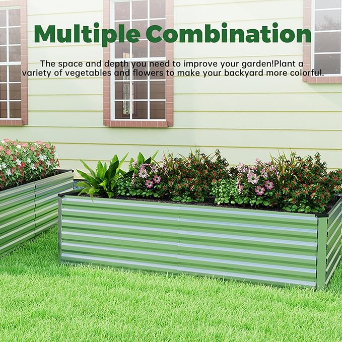 8x4x2 ft Raised Garden Bed Large Metal Planter Raised Beds Planters for Outdoor Plants for Vegetables Flowers Herbs Fruits and Succulents.