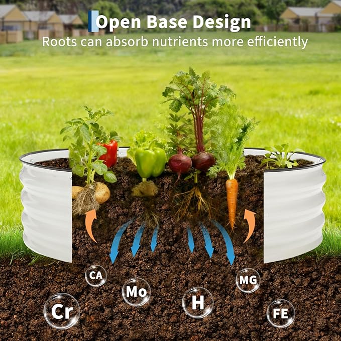 GarveeLife 4x2x1ft Galvanized Raised Garden Bed 2 PCS Oval Raised Bed Kits with Open-Ended Base Metal Planter Box for Vegetables Flowers Herbs &amp Fruits