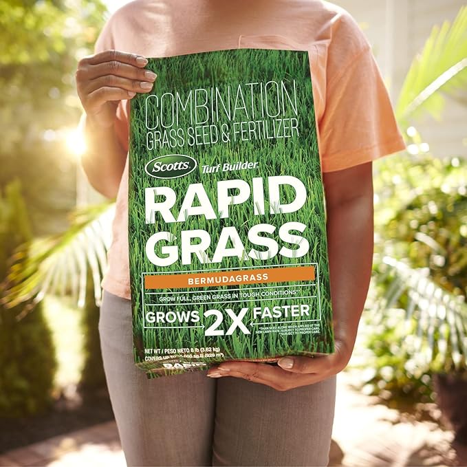 Scotts Turf Builder Rapid Grass Bermudagrass Combination Seed and Fertilizer Grows Green Grass Fast 8 lbs.