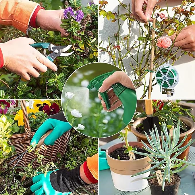 Garden Tool Set 11 Pcs Gardening Hand Tools Heavy Duty Stainless Steel Garden Supplies with Repotting Mat for Planting Kit with Gift Box Gardening Gifts for Women Men Mom