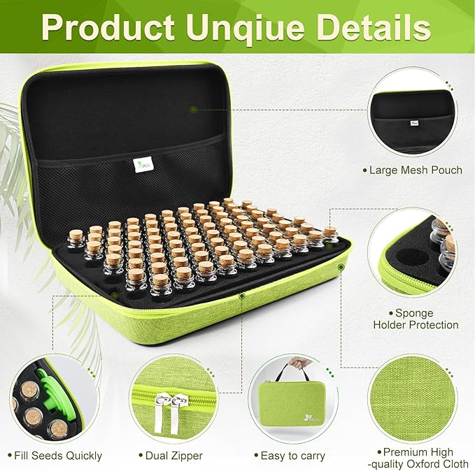 80 Slots Seed Storage Organizer with 40 Seed Envelopes Sturdy Organizer Storage Box with Label Stickers Glass Container for Flower Vegetable Garden Seed Saving (Seeds not Included)