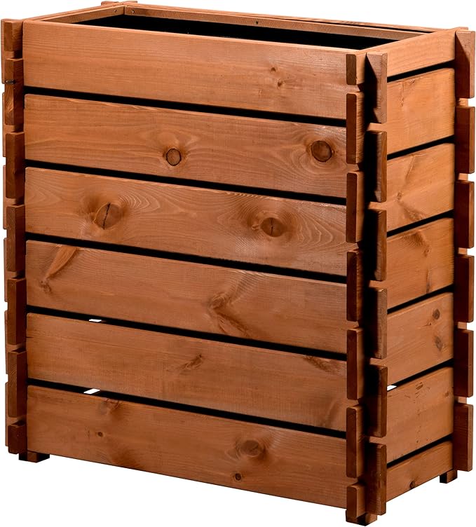 58440FSCe Raised Bed with Interlocking System Pine 79 x 37 x 79 cm Brown