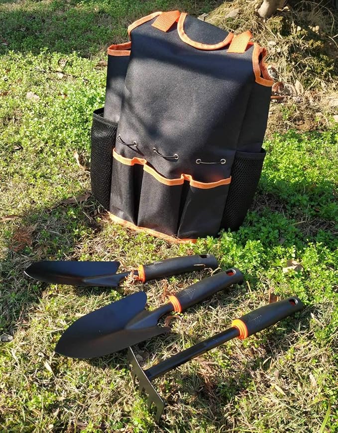 Unusual Gardening Gifts Garden Tool Set 4 Piece Heavy Duty Gardening Tools Set Hand Garden Tool Kit with Large Storage Tote Bag Outdoor Tool Kits for The Gardener Women Men