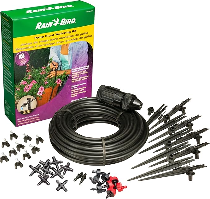 Rain Bird PATIOKIT Drip Irrigation Patio Watering Kit Connects to Faucet 1/4 Drip Tubing