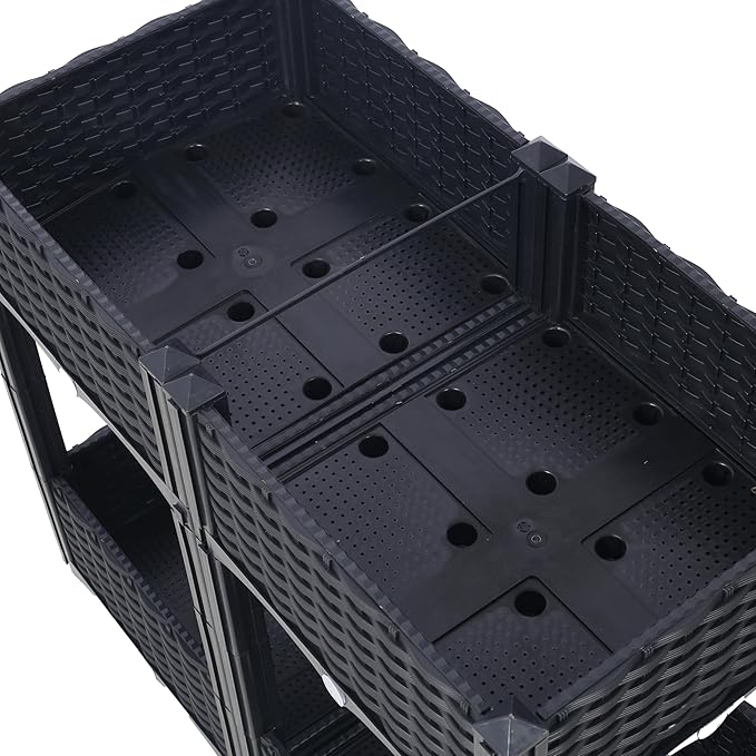 Planter Raised Beds Elevated Drainage Plug Raised for VegetableFlowerHerb Outdoor Standing Planter Beds Gardening KitBlack31.5x15.7x27.7 UQ716
