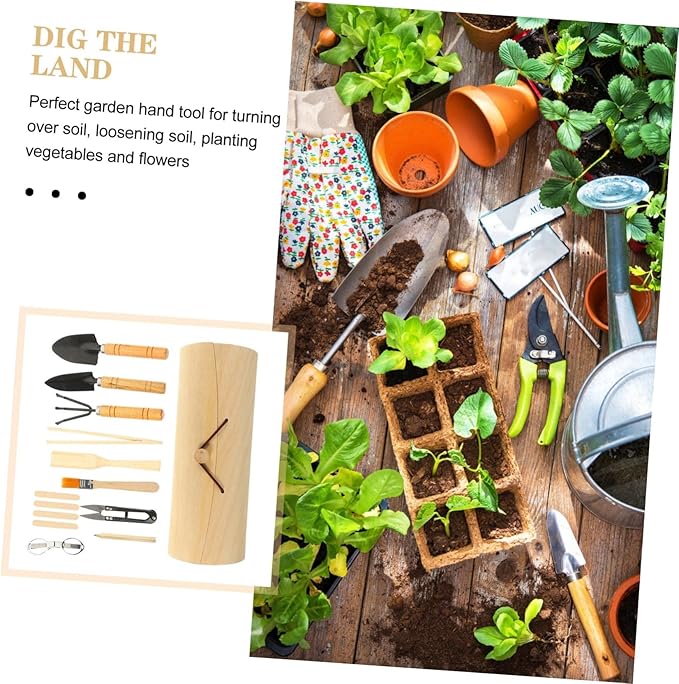 Garden Tool Set with Ergonomic Handles Portable Lightweight Gardening Kit for Indoor Outdoor Plants Bonsai Succulents and Vegetable Transplanting Digging Loosening Accessories