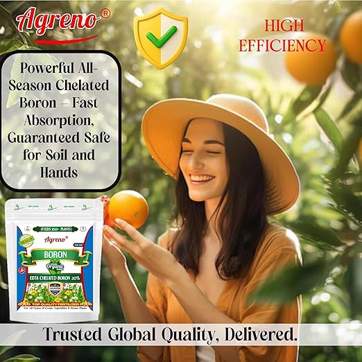 Agreno® Chelated Boron - 20% EDTA Powerful Essential Organic Fertilizer for Fast Growth of All Plants. (450 gm)