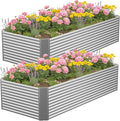 2 Pcs 8 x 3 FT Galvanized Steel Raised Garden Bed – Weatherproof Outdoor Planter Box for Vegetables &amp Flowers Easy DIY Setup Sturdy Metal Construction