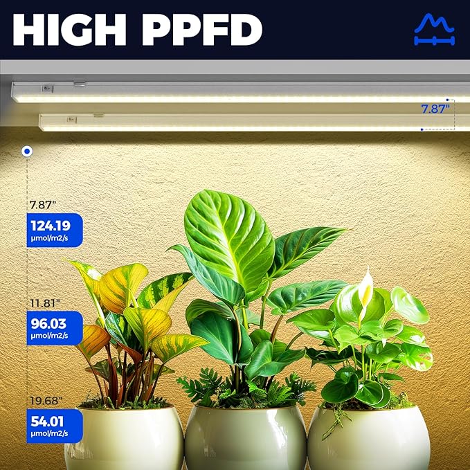 Barrina T5 Grow Lights Full Spectrum Grow Light 3ft 128W (8 x 16W 800W Equivalent) LED Grow Lights for Indoor Plants Ideal for Indoor Plants Plant Grow Shelf Plug and Play Yellow 8-Pack