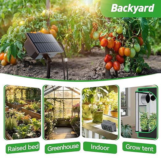 RAINPOINT Easy-Setup SolarRechargeableUSB-C Powered Automatic Drip Irrigation Kit System for Garden Outdoor/IndoorPlant Waterer Device Balcony Patio Grow Tent Greenhouse Indoor Water 10-20 Plants