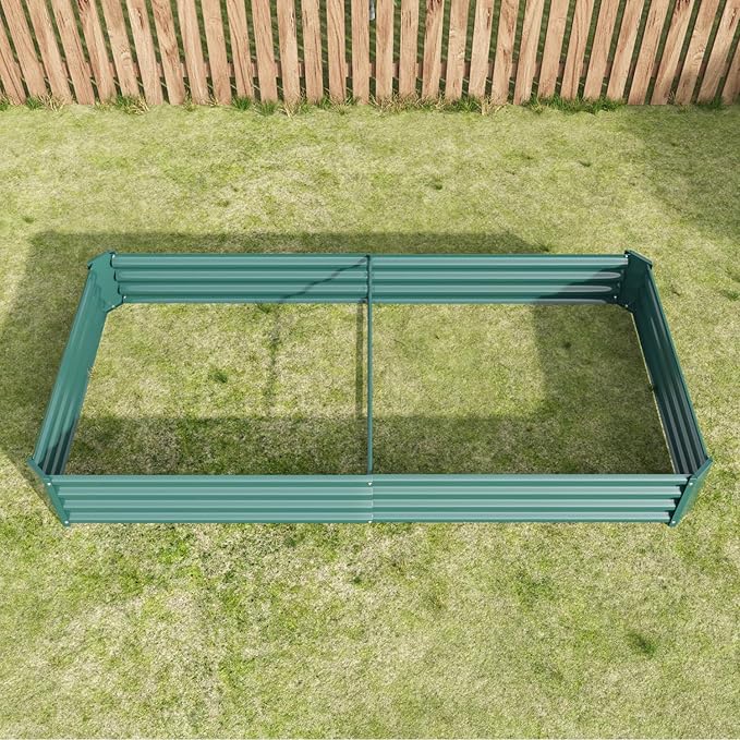 Dawn Raised Garden Bed Kit - Metal Raised Bed Garden 7.6x3.7x0.98ft for Flower Planters Vegetables Herb Green