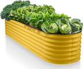 9-in-1 Galvanized Steel Raised Garden Bed // 8×2×1.5 ft Modular Planter for Gardening Vegetables Flowers // 18 Tall Metal Raised Garden Beds Outdoor (Yellow) // Patented Design Planter Box