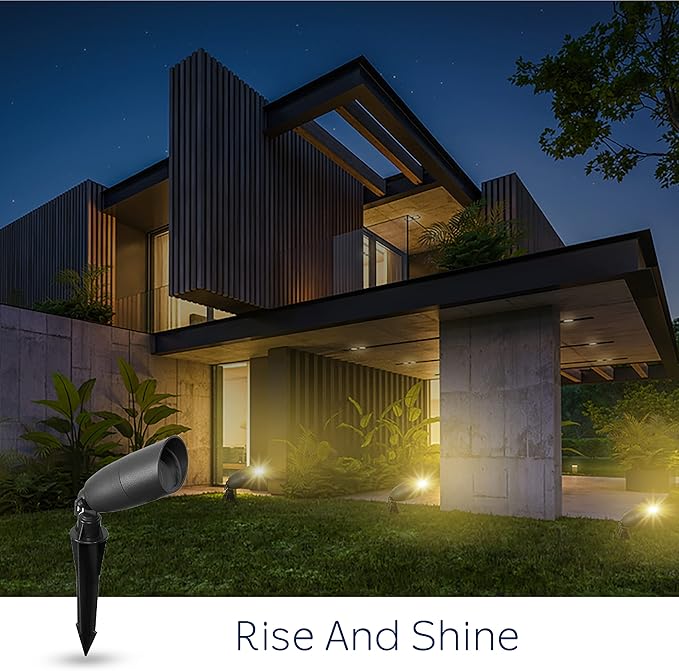 LED Low Voltage Outdoor Directional Lights - 12V AC - 36° Beam Angle Landscape Spot Up Light with Ground Spike &amp MR16 LED Bulb - IP67 Waterproof 3000K Warm White Aluminum Housing (BRONZE 12 PAC