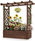 VINGLI Raised Garden Bed with Trellis &amp Hanging Roof Wooden Garden Bed Outdoor Planter Box for Yard Garden Balcony (Carbonized Wood Color Medium)