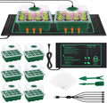 6 Pack Seed Starter Tray Kit with Grow Light and Seedling Heat Mat 72 Cells Seed Starter Tray with Humidity Dome and Base Plastic Plant Growing Germination Trays for Seed Propagation Green