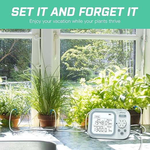 Automatic Plant Waterer Indoor Self Watering System for 15 Potted Plants Auto Drip Irrigation Kit Programmable Water Timer with Smart Humidity Detection