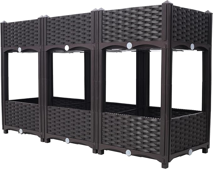 Raised Bed Planter Box - Elevated Garden Bed with Drainage for Vegetables Herbs Flowers