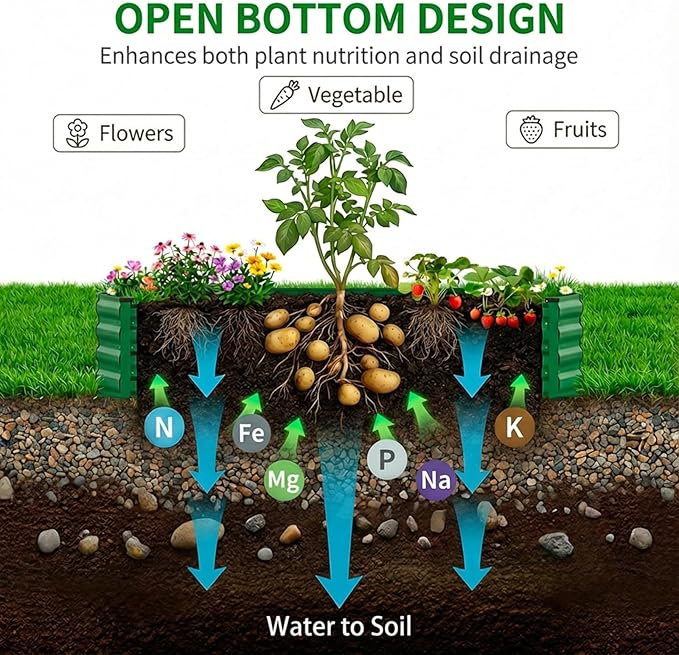 BPS Galvanized Raised Garden Bed Set of 2 3' x 3' x 1' Metal Planter Raised Garden Boxes Outdoor for Flower Planters Vegetables Herbs