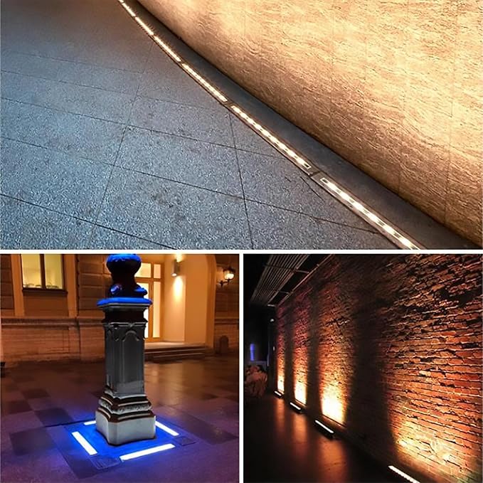 Rectangular Ground Landscape Light - Outdoor Spotlight AC 220V Long Strip Underground Lights IP67 Waterproof Recessed Garden LED Spotlight for Villas Patio Deck Lawn Landscape Lighting